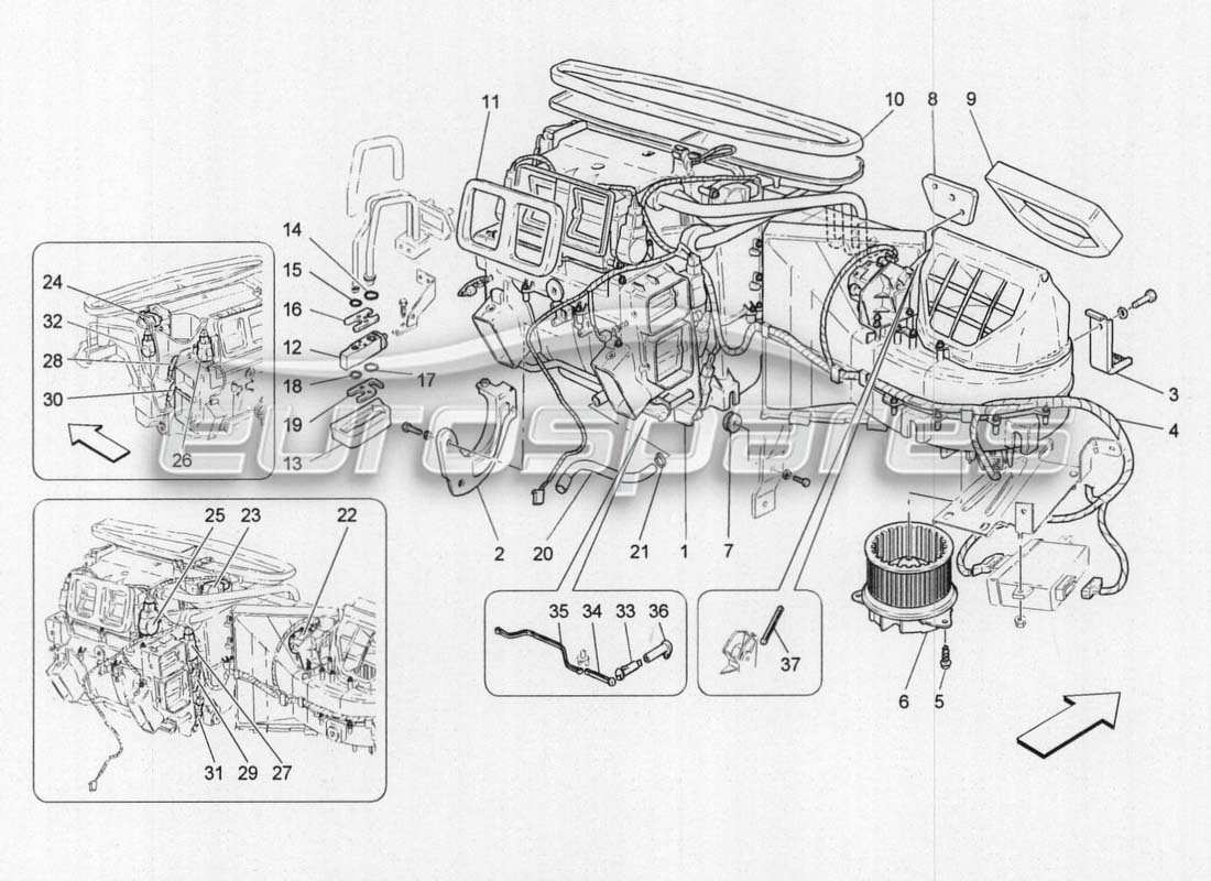 maserati grancabrio mc centenario gruppo ac : diagramme des pièces d'organi in plancia