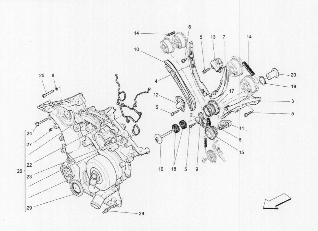maserati qtp. v6 3.0 bt 410bhp 2015 schéma des pièces de distribution
