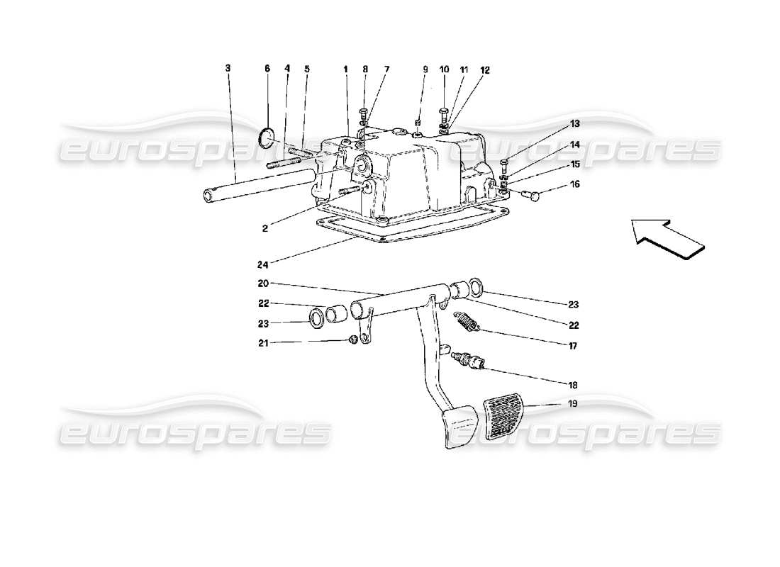 ferrari mondial 3.4 t coupe/cabrio étui et support de pédales - valable pour les voitures avec diagramme de pièces fe