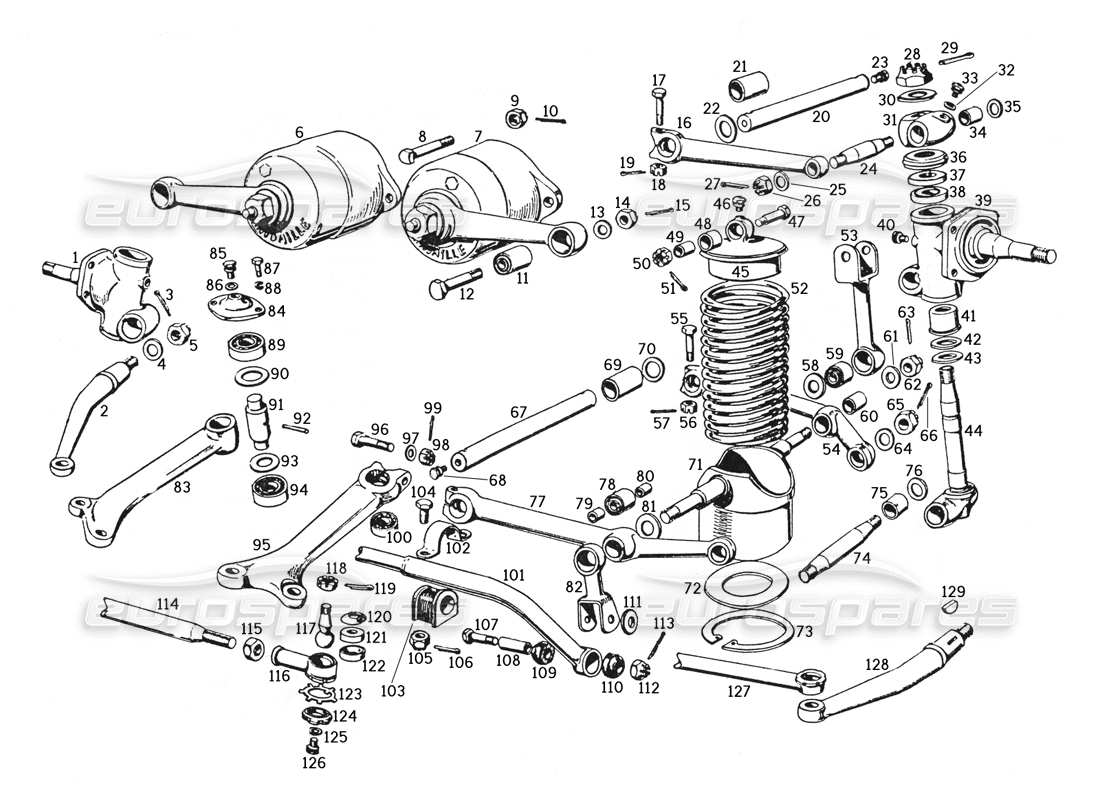 ferrari 250 gte (1957) suspension avant et tringlerie de direction schéma des pièces