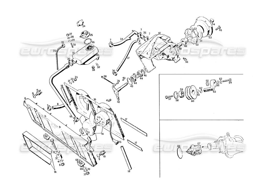 maserati khamsin refroidissement du moteur schéma des pièces
