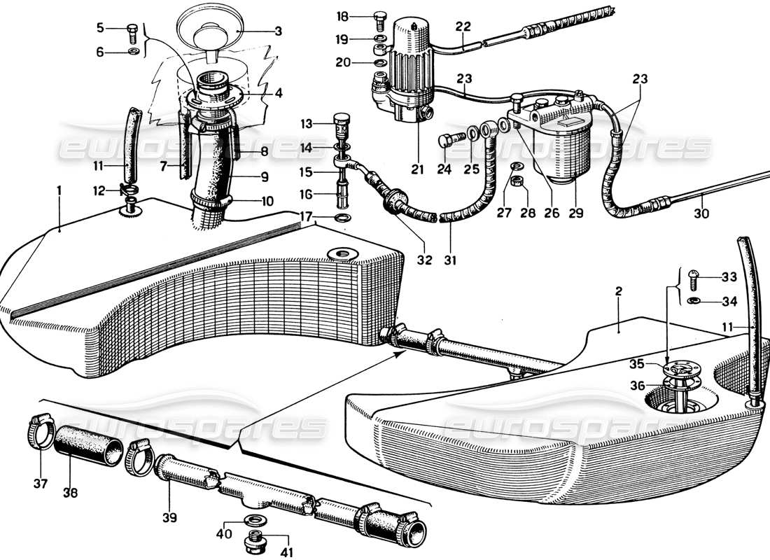 ferrari 330 gtc coupe réservoir d'essence schéma des pièces