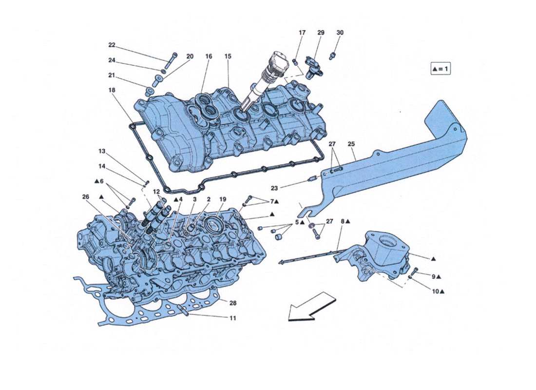 ferrari 458 challenge diagramme des pièces de testa cilindri sinistra