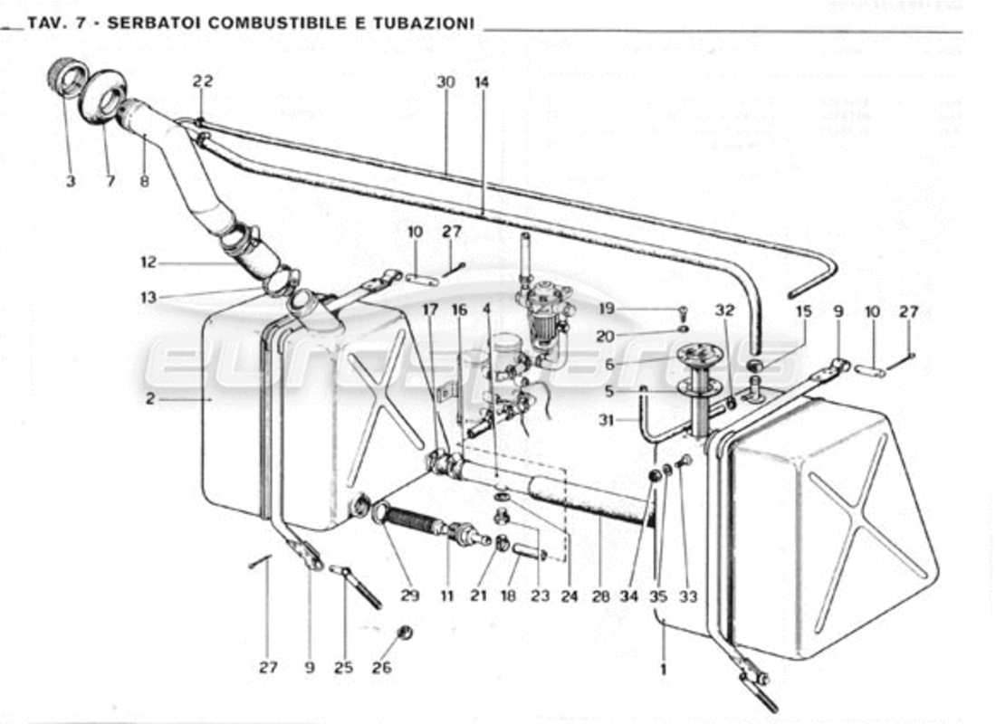 ferrari 246 gt series 1 système de carburant schéma des pièces