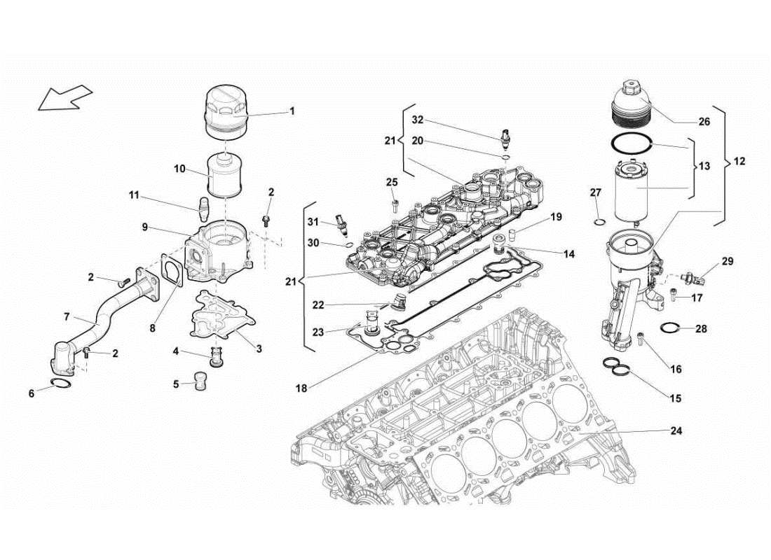 lamborghini gallardo sts ii sc filtre à l'huile schéma des pièces