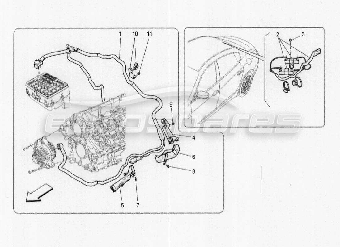 maserati qtp. v8 3.8 530bhp 2014 auto schéma des pièces du câblage principal