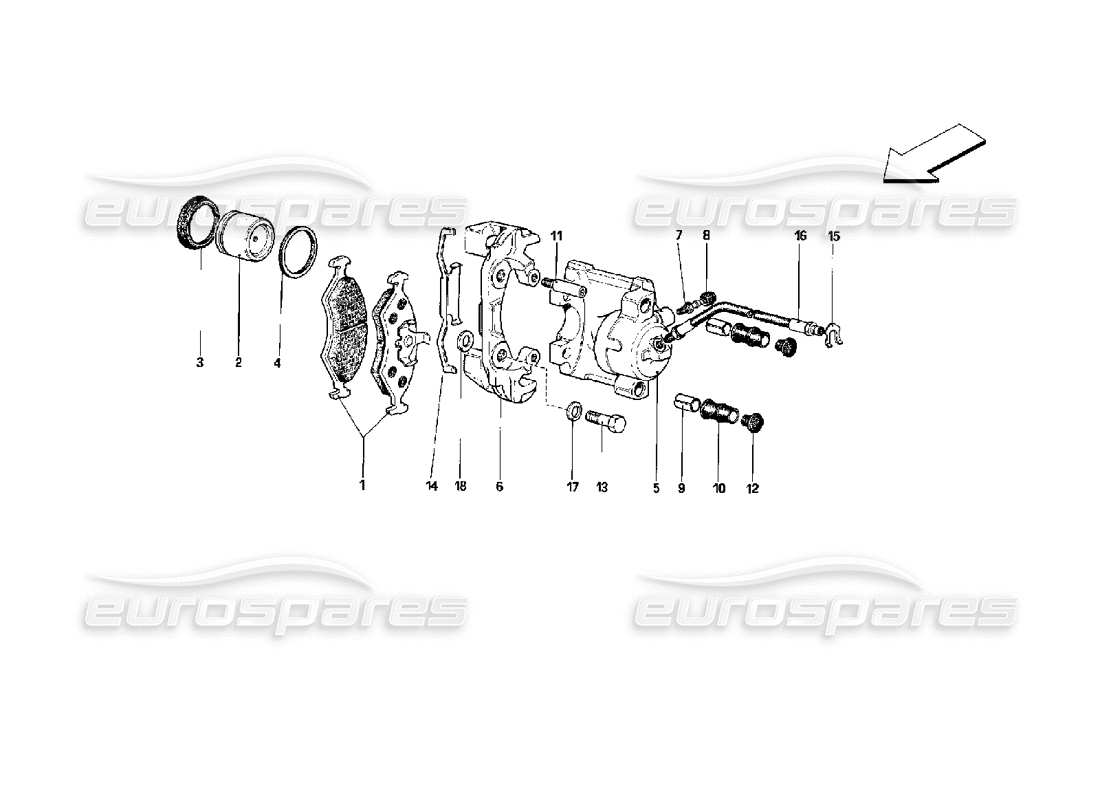 ferrari mondial 3.4 t coupe/cabrio schéma des pièces des étriers de freins arrière