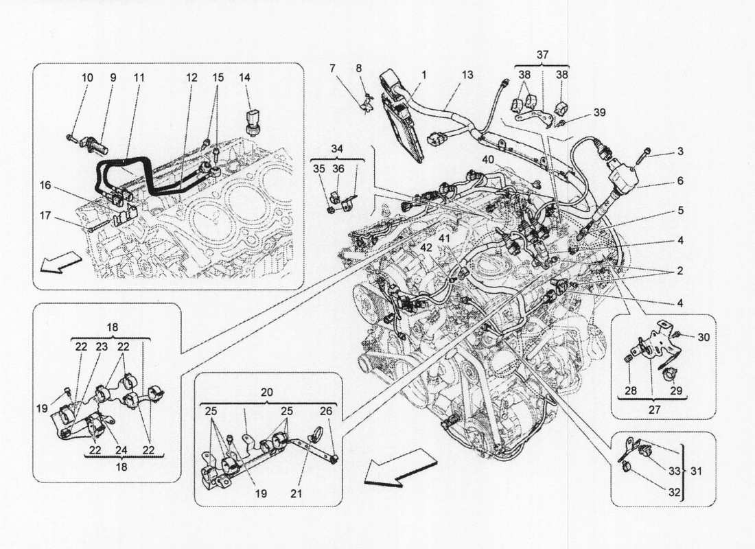 maserati qtp. v6 3.0 bt 410bhp 2wd 2017 commande électronique : diagramme des pièces de commande d'injection et de synchronisation du moteur