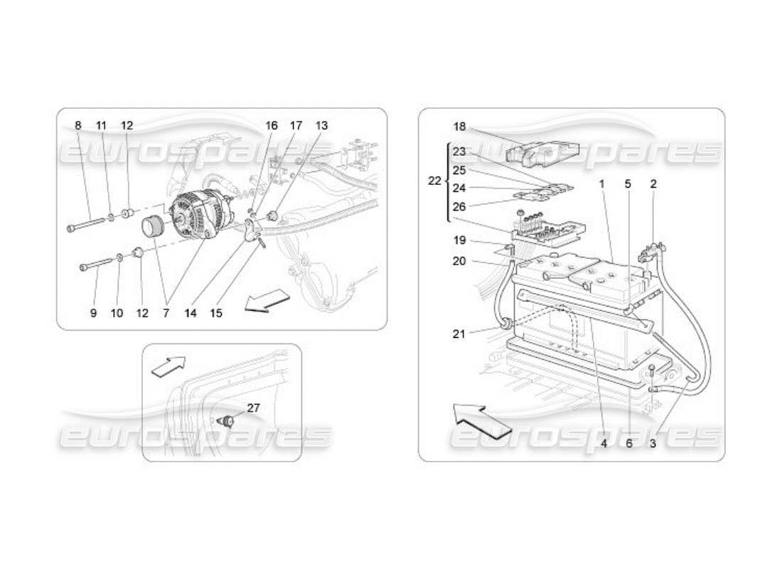 maserati qtp. (2005) 4.2 diagramme des pièces de production et d'accumulation d'énergie