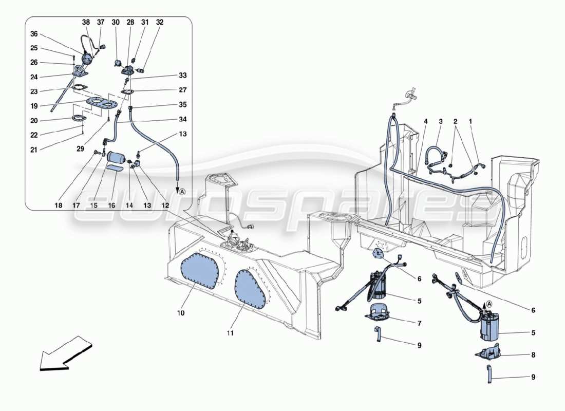 ferrari 488 challenge tuyaux de carburant schéma des pièces