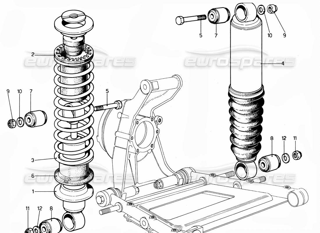 ferrari 365 gtc4 (mechanical) schéma des pièces des amortisseurs arrière
