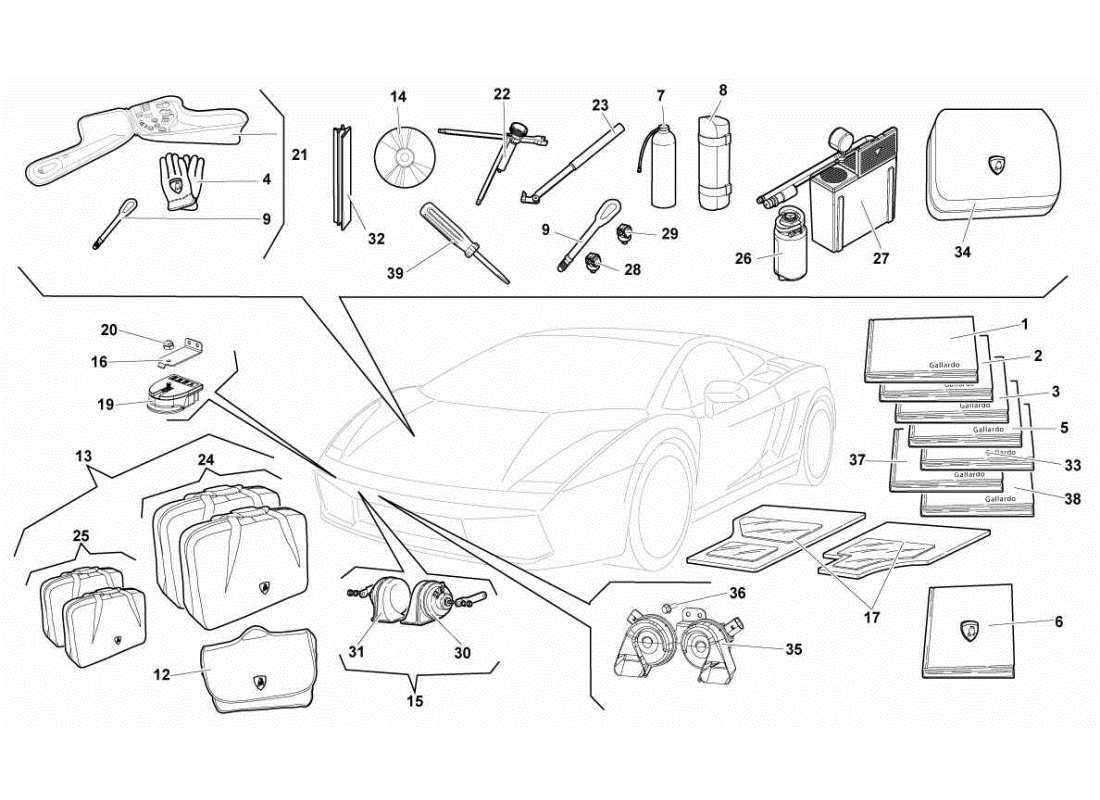 lamborghini gallardo sts ii sc accessoires schéma des pièces