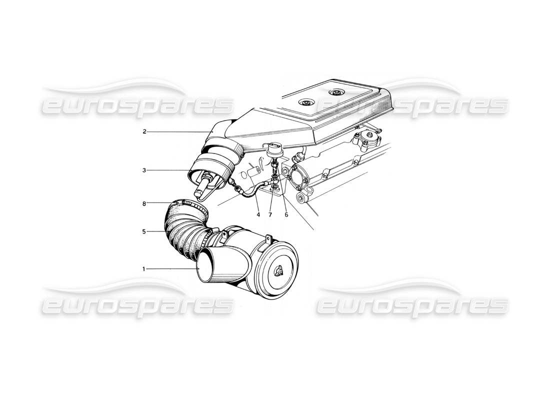 ferrari 246 dino (1975) filtre à air avec dispositif anti-smog (variantes pour les versions américaines) schéma des pièces