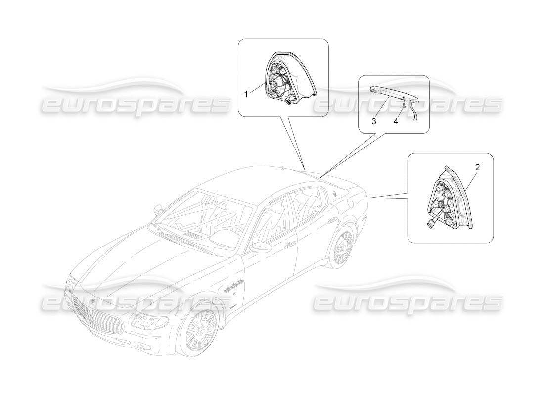 maserati qtp. (2011) 4.7 auto diagramme des pièces des groupes de feux arrière