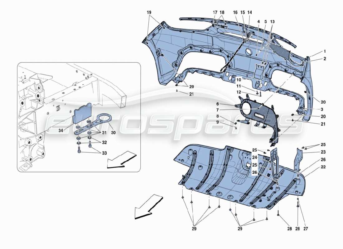 ferrari 488 challenge pare-chocs arrière schéma des pièces