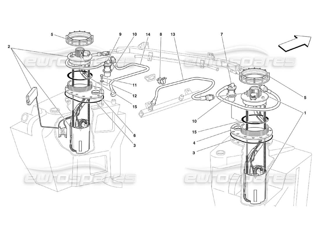 ferrari 360 challenge stradale pompes à carburant et tuyaux schéma des pièces