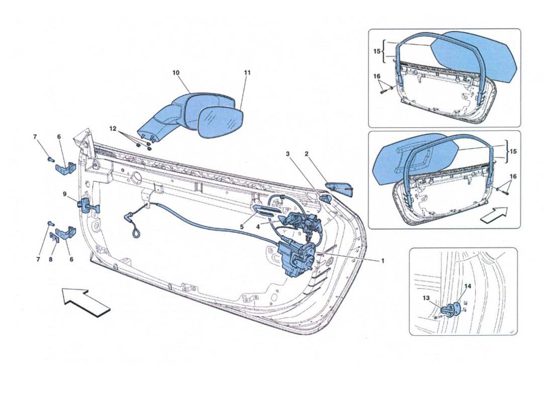 ferrari 458 challenge fermetures éclair et rétroviseur schéma des pièces