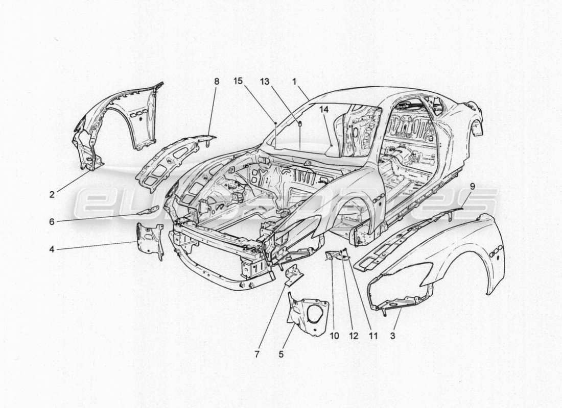 maserati granturismo special edition carrosserie et garniture extérieure avant schéma des pièces
