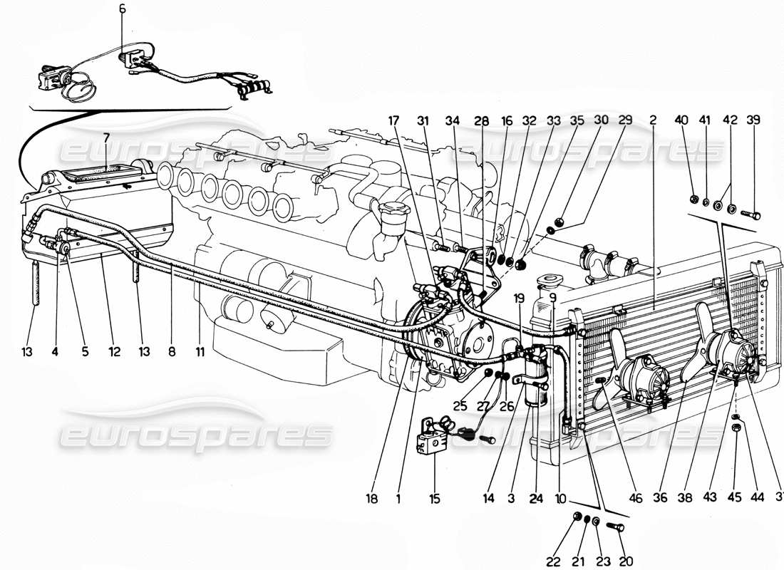 ferrari 365 gtc4 (mechanical) schéma des pièces du système de climatisation