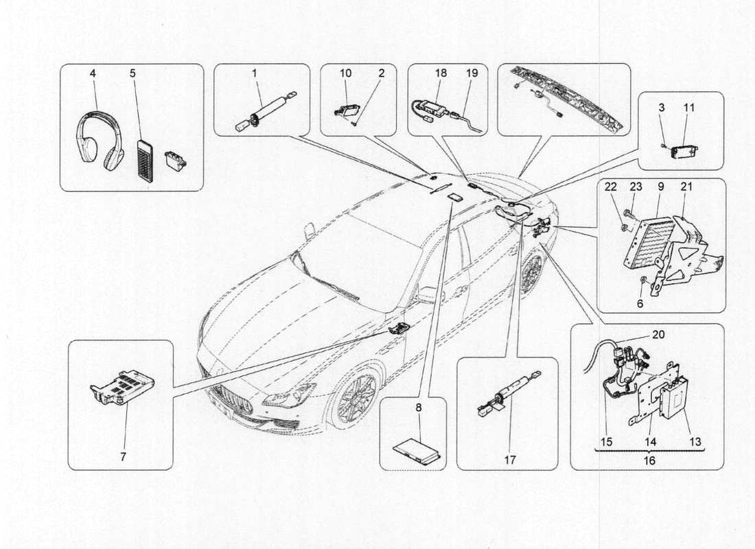 maserati qtp. v6 3.0 bt 410bhp 2015 diagramme des pièces du système informatique