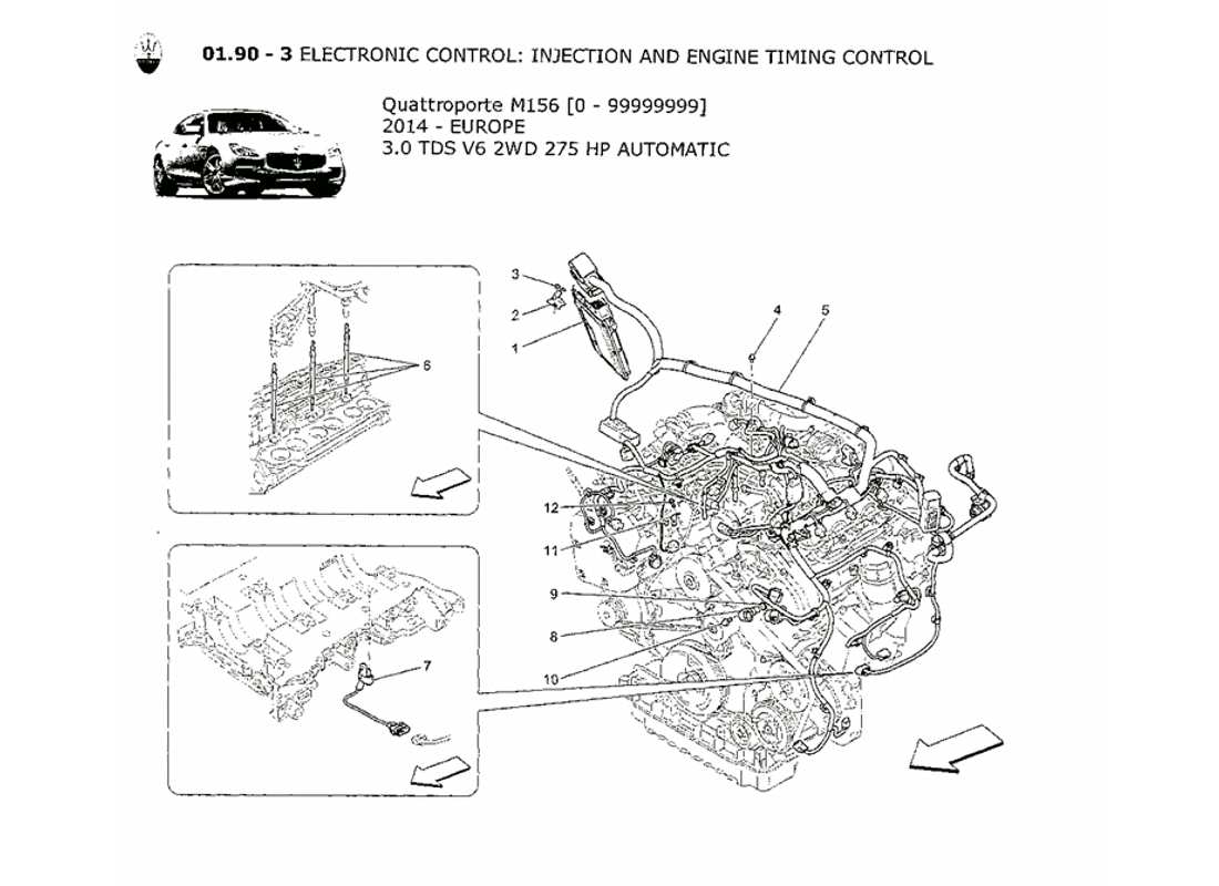 maserati qtp. v6 3.0 tds 275bhp 2014 commande électronique : diagramme des pièces de commande d'injection et de synchronisation du moteur