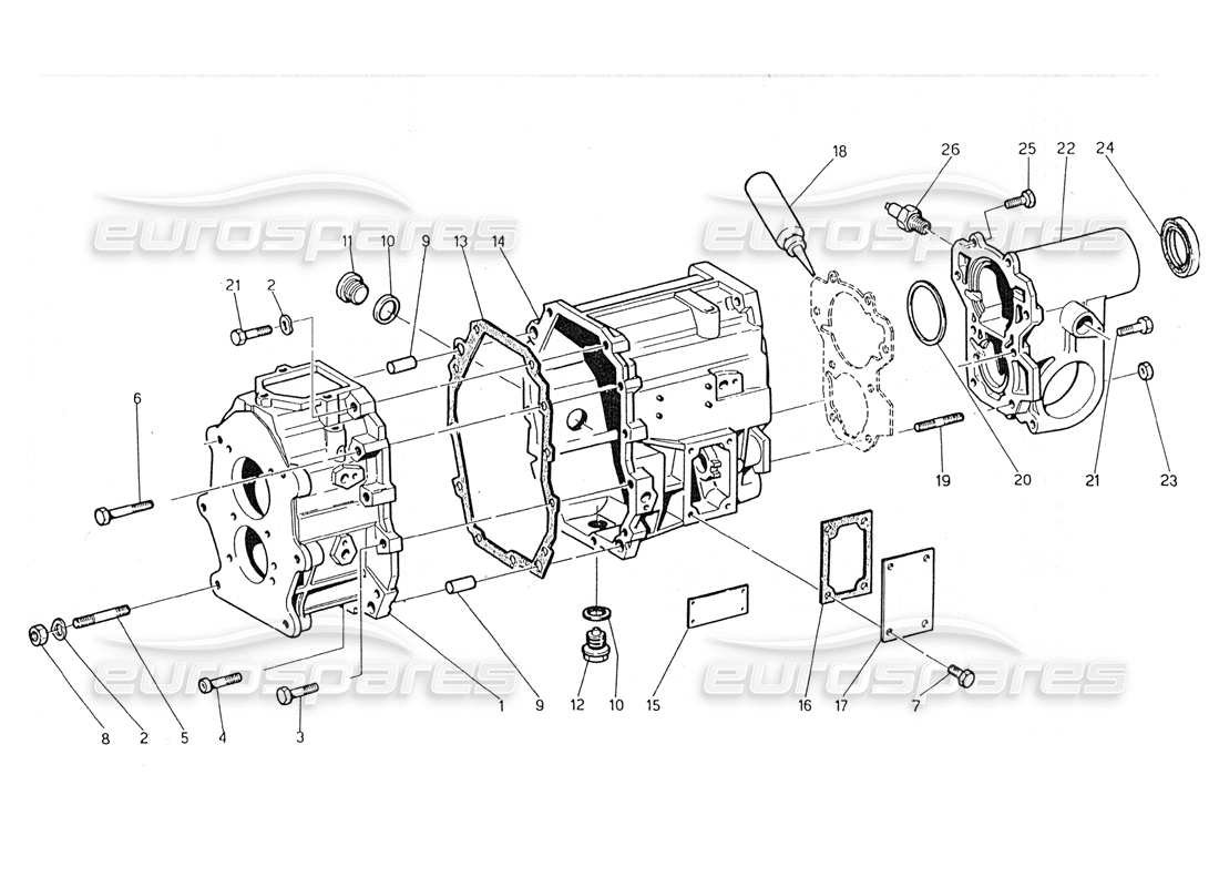 maserati 228 schéma des pièces de la boîte de transmission