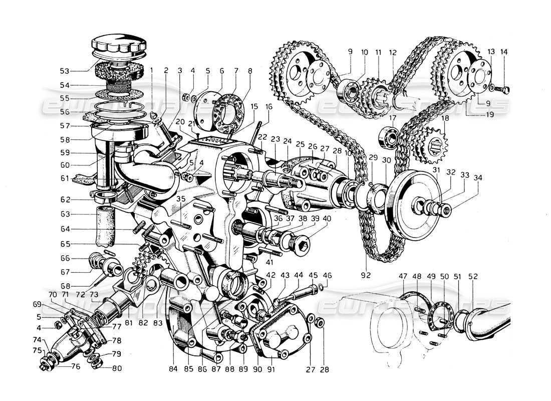 ferrari 275 gtb/gts 2 cam distribution schéma des pièces