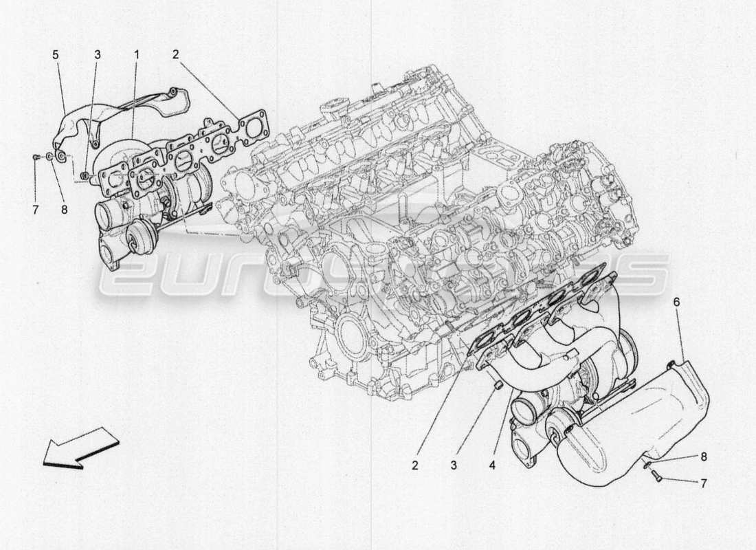 maserati qtp. v8 3.8 530bhp 2014 auto système de turbocompression : équipements schéma des pièces