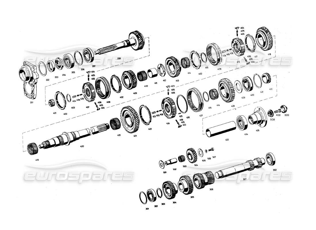 maserati qtp.v8 4.9 (s3) 1979 engrenage de transmission schéma des pièces