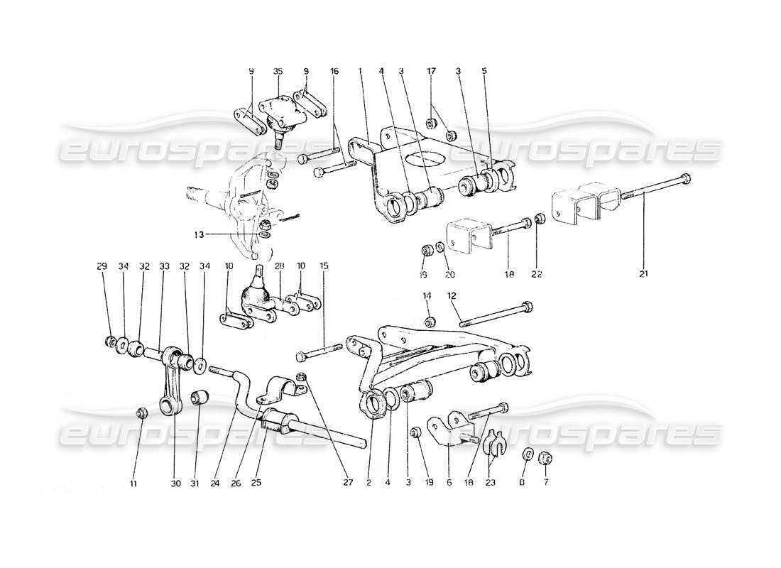 ferrari 308 gt4 dino (1979) suspension avant - triangles schéma des pièces
