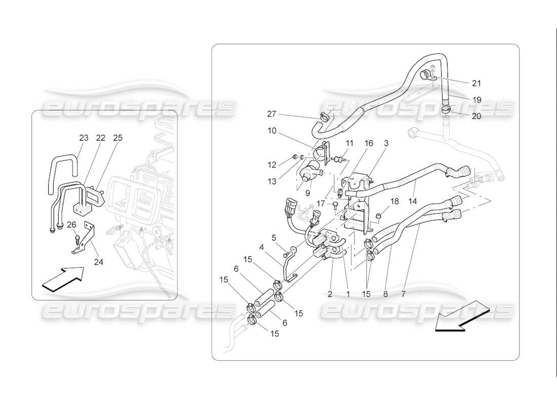 maserati qtp. (2006) 4.2 f1 unité ac : schéma des pièces des dispositifs du compartiment moteur