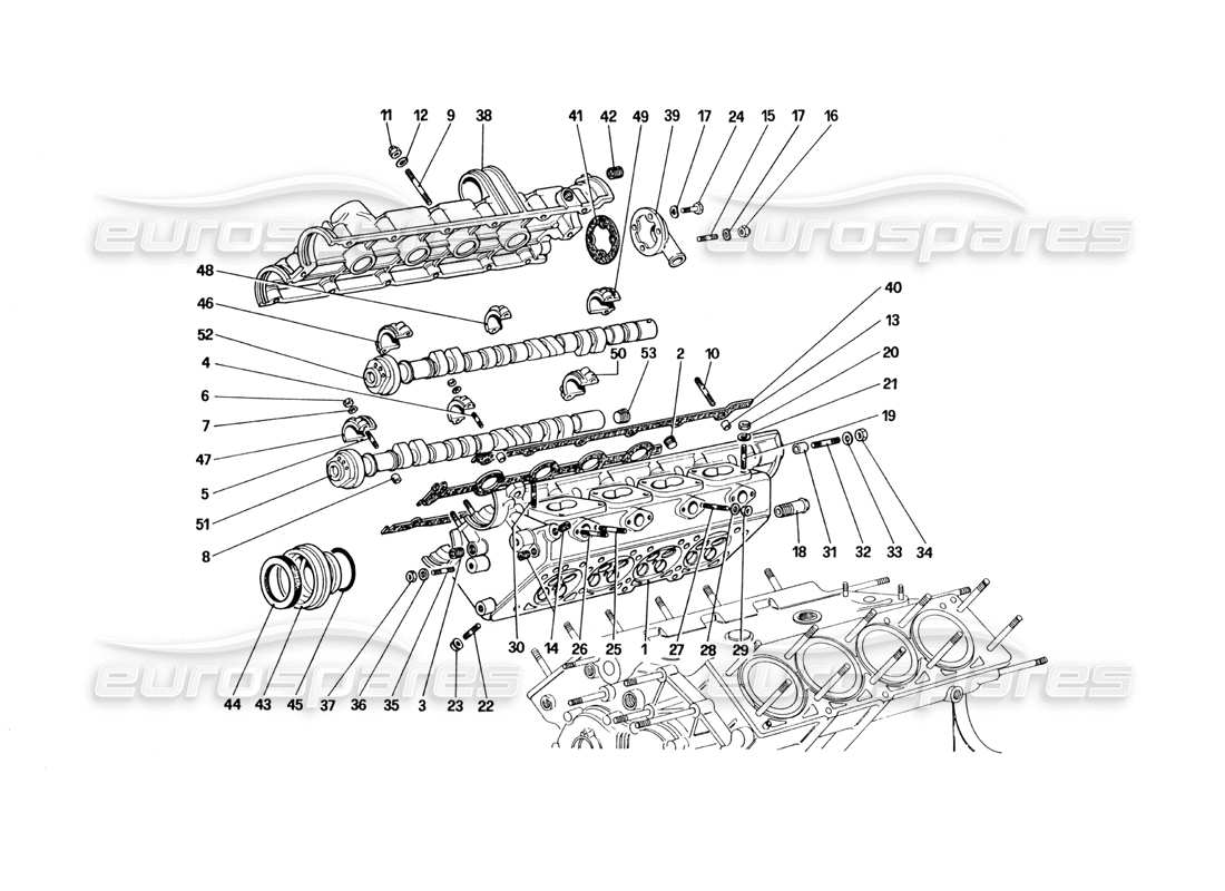 ferrari 328 (1985) schéma des pièces de la culasse (droite)