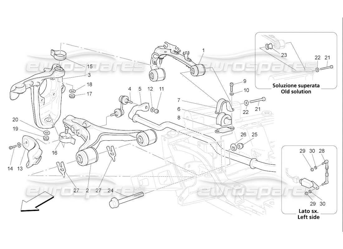 maserati qtp. (2006) 4.2 f1 schéma des pièces de la suspension avant