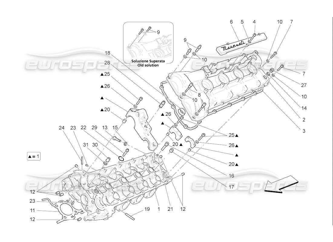 maserati qtp. (2006) 4.2 f1 schéma des pièces de la culasse gauche