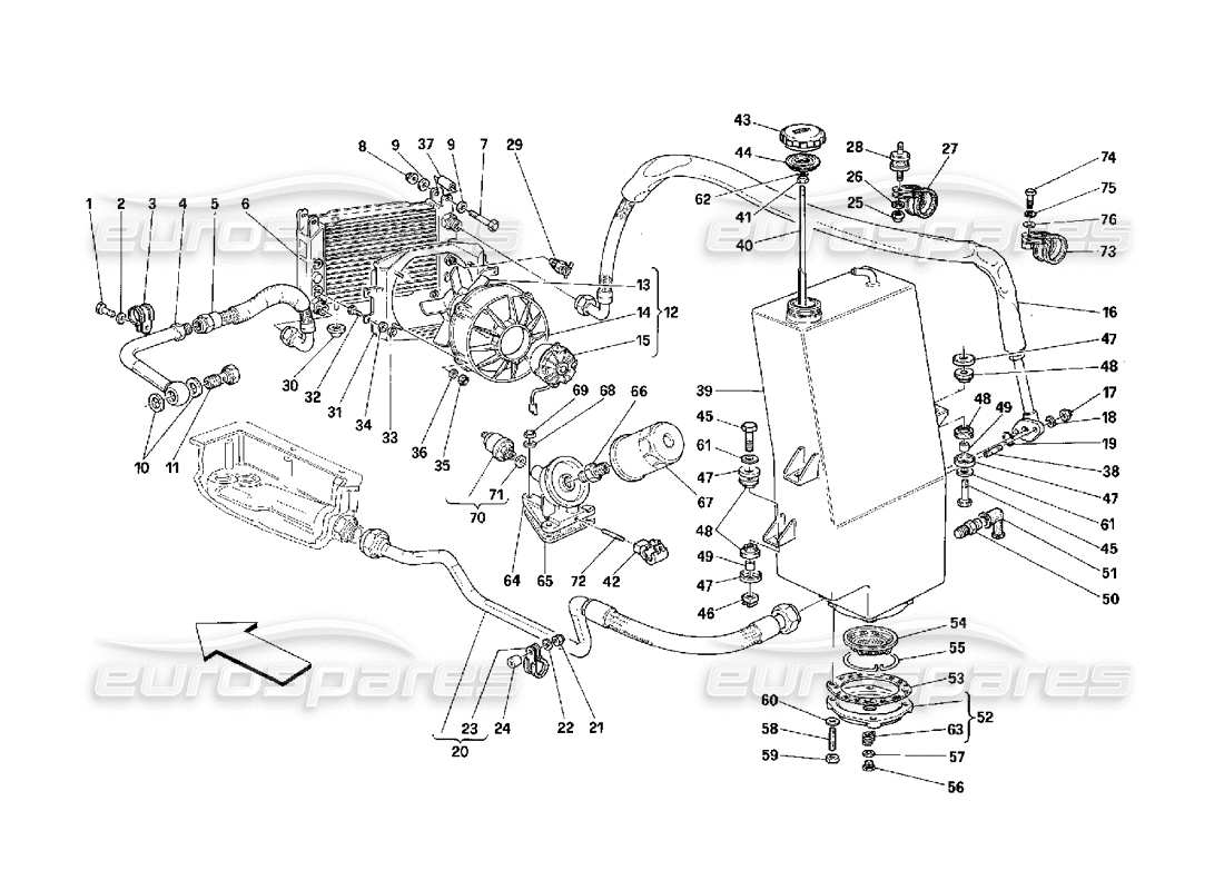 ferrari 348 (2.7 motronic) schéma des pièces du système de lubrification