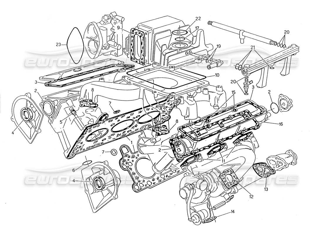 maserati 228 joint de culasse et caoutchoucs schéma des pièces