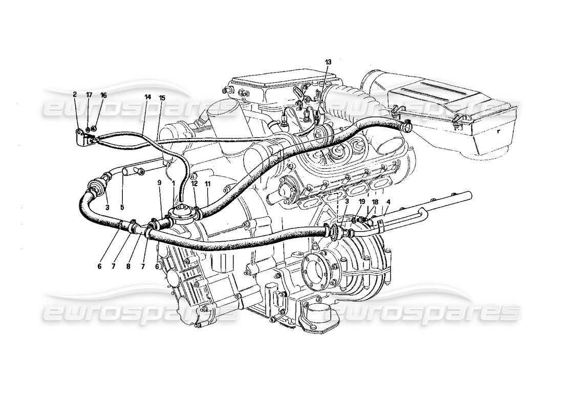 ferrari 328 (1985) schéma des pièces d'injection d'air (pour la version américaine)