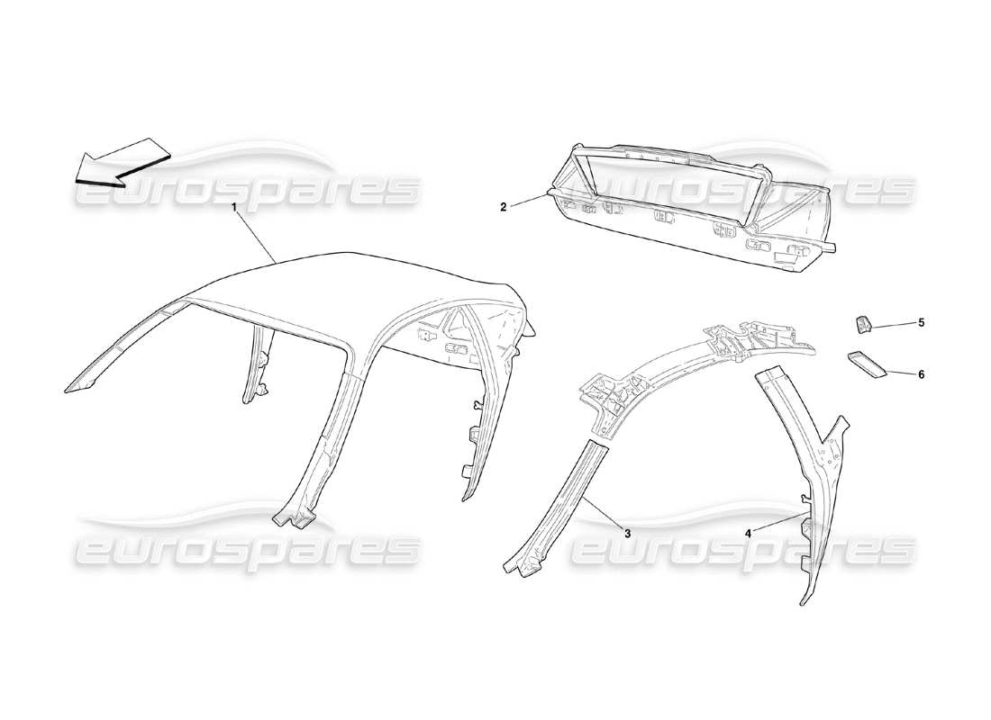 ferrari 360 challenge (2000) toit - structure schéma des pièces