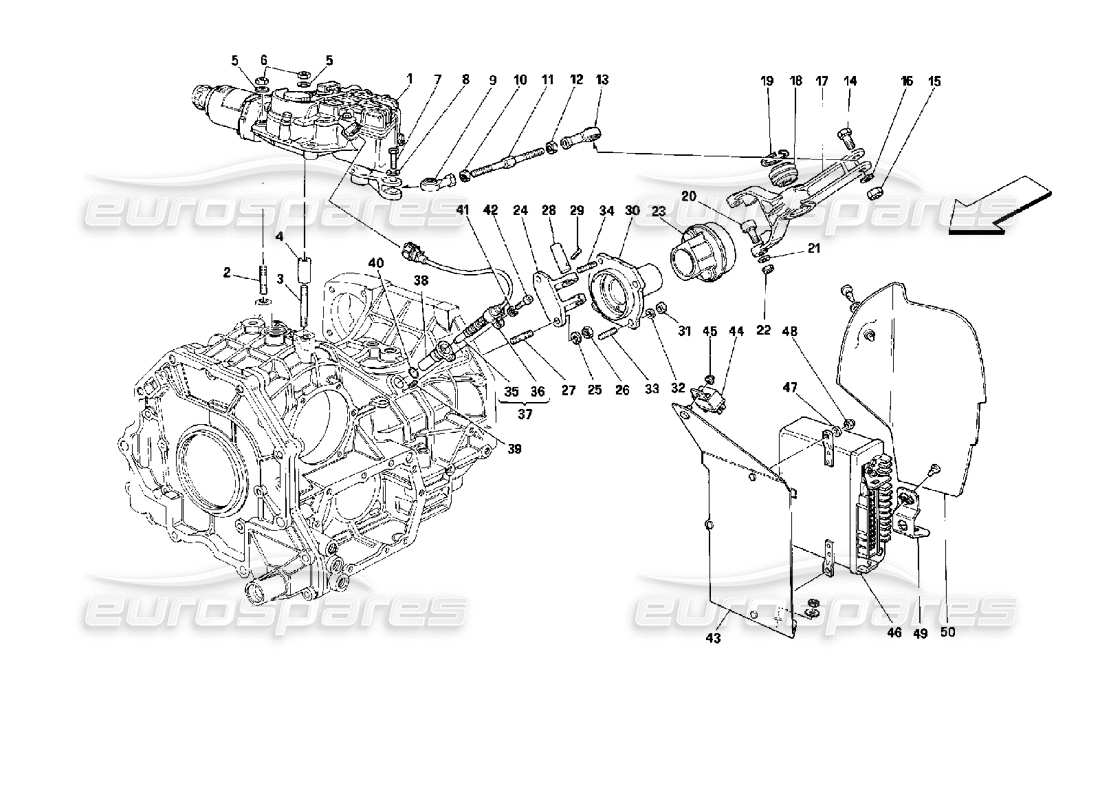 ferrari mondial 3.4 t coupe/cabrio embrayage électronique - schéma des pièces des commandes