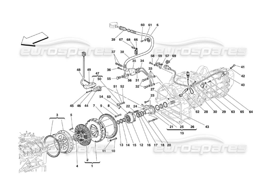 ferrari 360 challenge stradale embrayage et commandes schéma des pièces