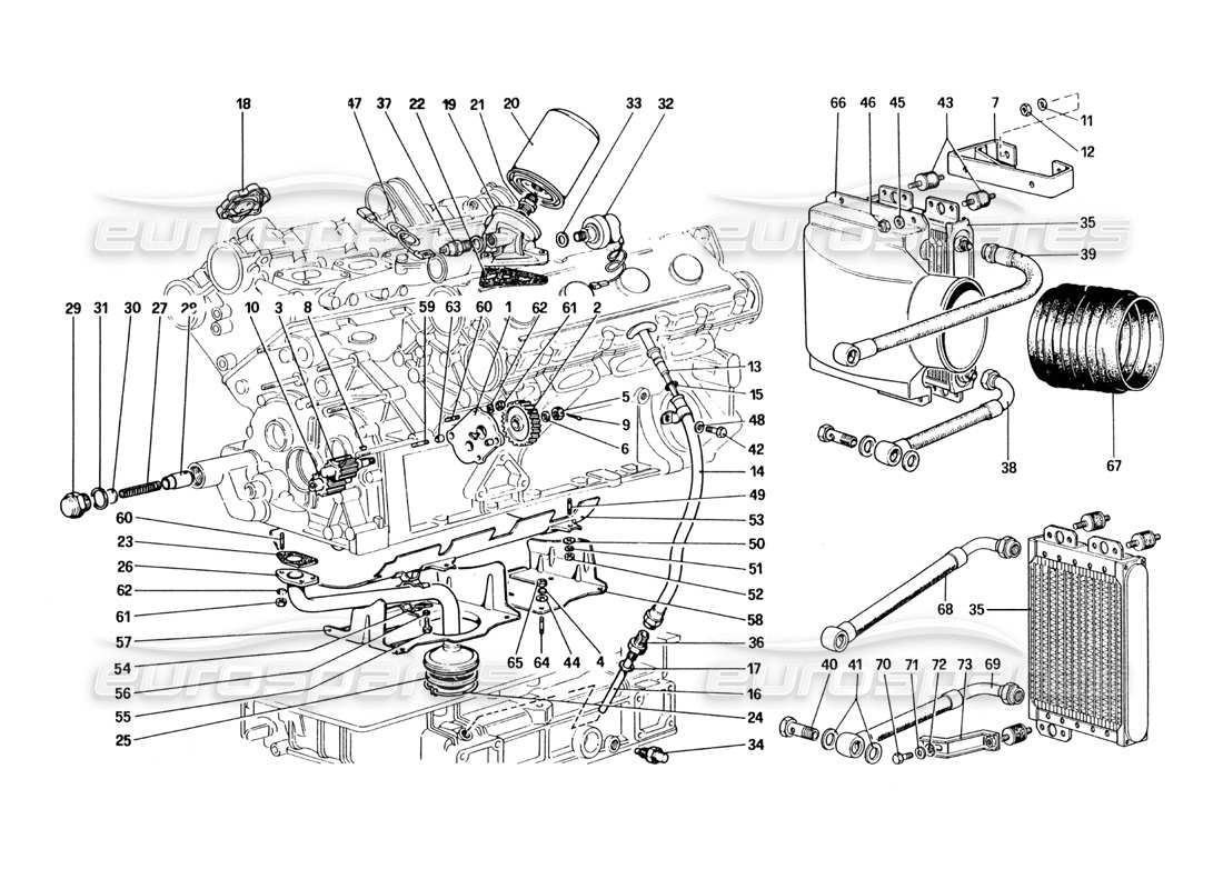 ferrari 328 (1985) système de lubrification schéma des pièces