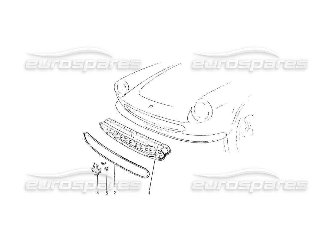 ferrari 275 (pininfarina coachwork) grupoo maschera radiateur schéma des pièces