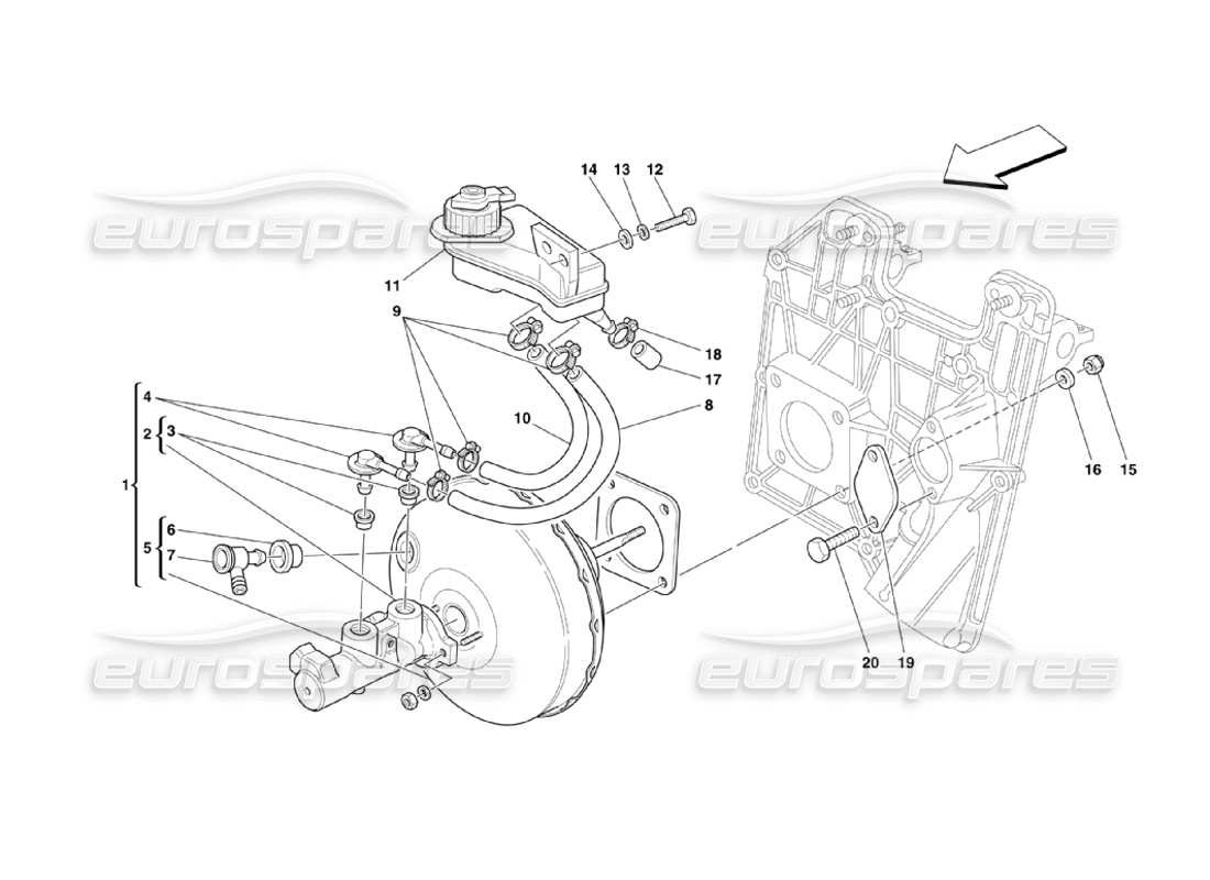 ferrari 360 challenge stradale commande hydraulique des freins schéma des pièces