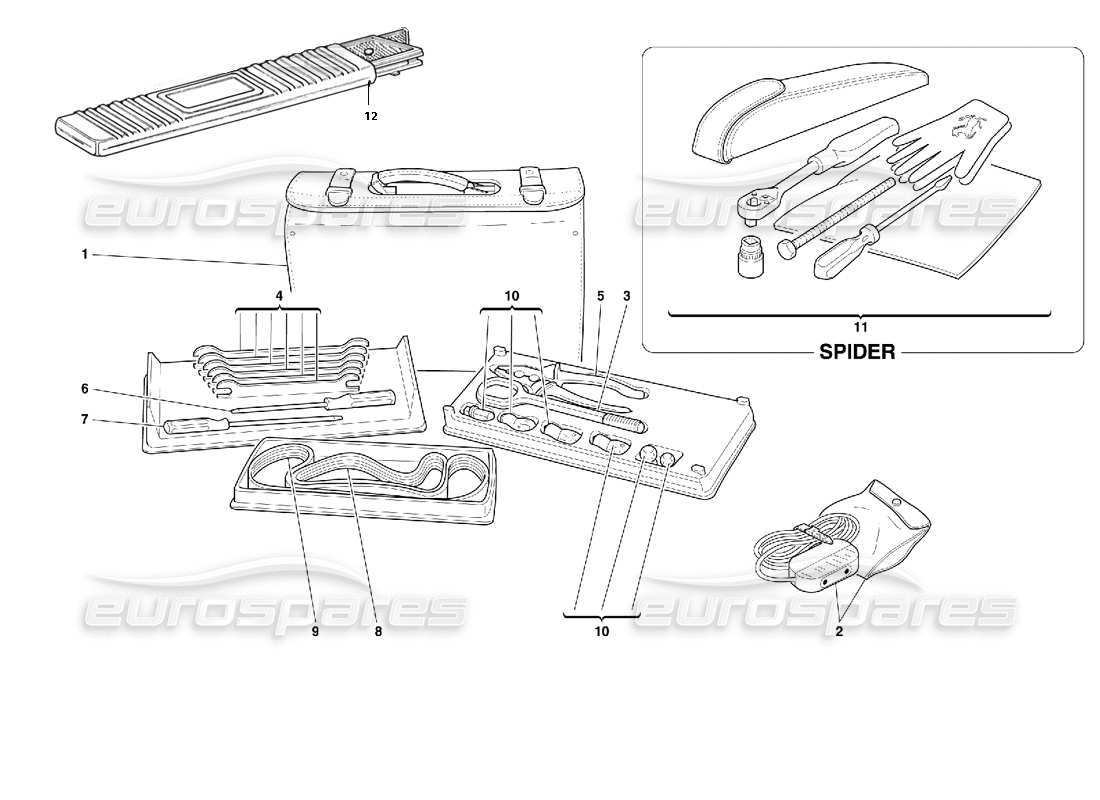 ferrari 355 (2.7 motronic) schéma des pièces d'équipement d'outils