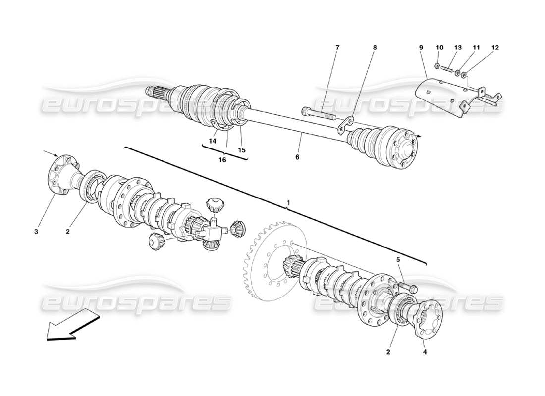 ferrari 360 challenge stradale arbres de différentiel et d'essieu schéma des pièces