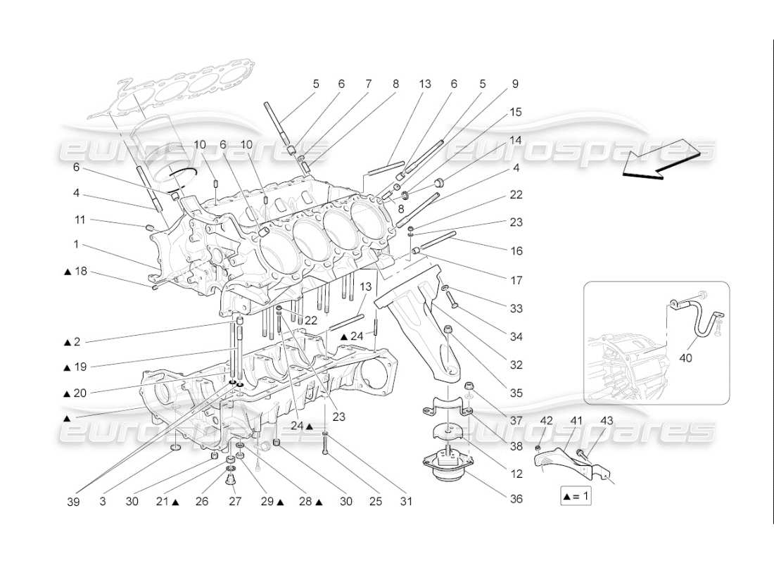 maserati qtp. (2007) 4.2 f1 carter moteur schéma des pièces