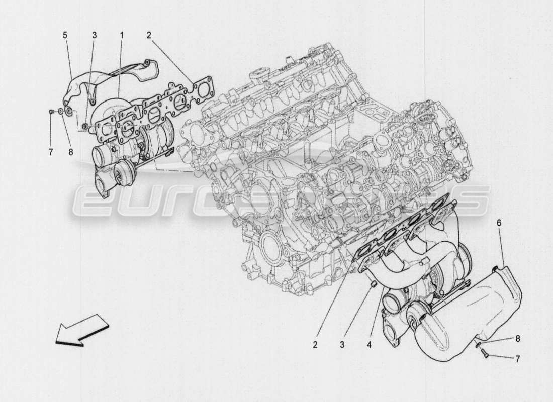 maserati qtp. v8 3.8 530bhp auto 2015 système de suralimentation : schéma des pièces de l'équipement