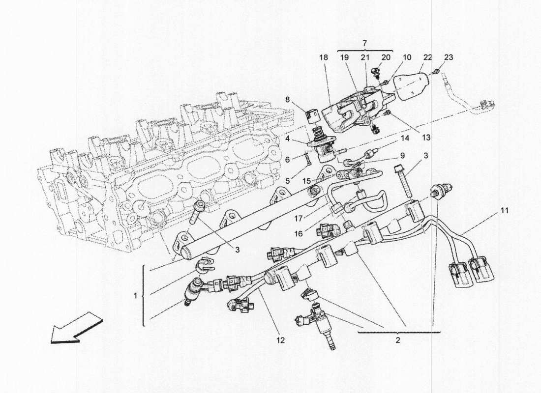 maserati qtp. v6 3.0 bt 410bhp 2wd 2017 schéma des pièces des pompes à carburant et des conduites de connexion