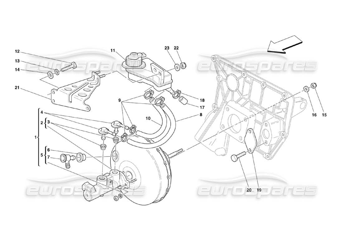 ferrari 360 challenge stradale commande hydraulique des freins schéma des pièces