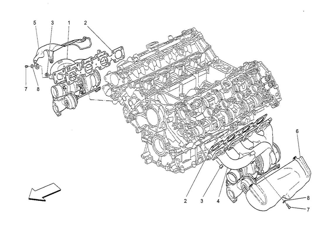 maserati qtp. v8 3.8 530bhp 2014 système de turbocompression : équipements schéma des pièces